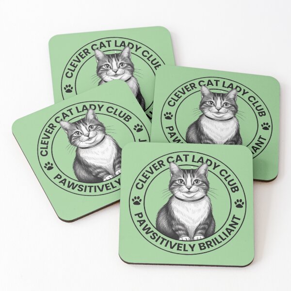 Item preview, The CLEVER CAT LADY CLUB – Pawsitively Brilliant – Black Print  designed and sold by DPingBirdie.