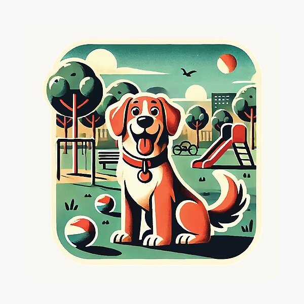 Item preview, Happy Dog in the Park designed and sold by Ichi 100 Art.