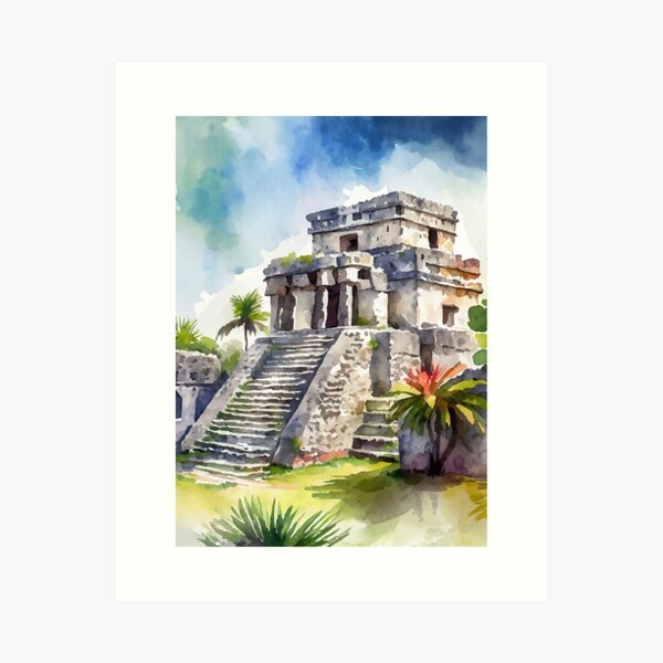Item preview, Tulum Mexico Watercolor designed and sold by Magnolia Valley Art.