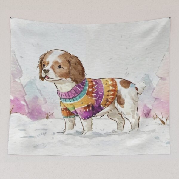 Item preview, Brittany Spaniel Winter Portrait   designed and sold by TedArtEmporium.