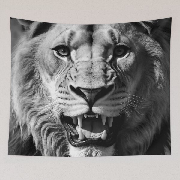Item preview, Close-up of the lion's face Grayscale designed and sold by trucomanx.