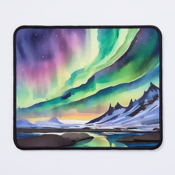 Item preview, Northern Lights Iceland Watercolor designed and sold by Magnolia Valley Art.