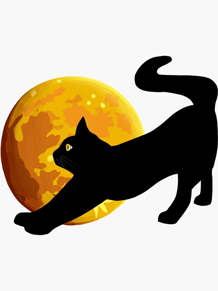 Black Cat Moon Sticker By Lucykan Redbubble