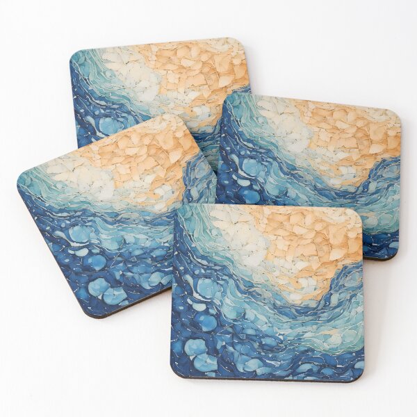 Item preview, Abstract waves in shades of blue and beige create a textured, dynamic composition. Resembles a stylized coastline designed and sold by homydesign.