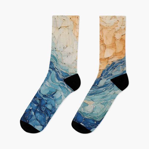 Item preview, Abstract waves in shades of blue and beige create a textured, dynamic composition. Resembles a stylized coastline designed and sold by homydesign.