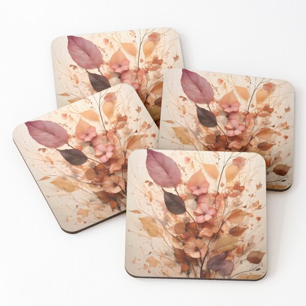 Item preview, Floral arrangement with delicate blossoms and leaves in warm autumnal hues, evoking a sense of gentle beauty and natural elegance designed and sold by homydesign.