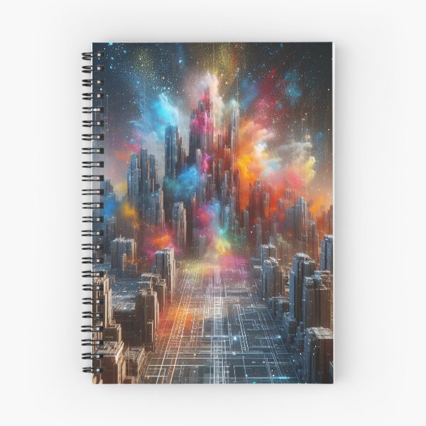 Item preview, Vibrant cosmic cityscape blending with a starry nebula sky designed and sold by homydesign.