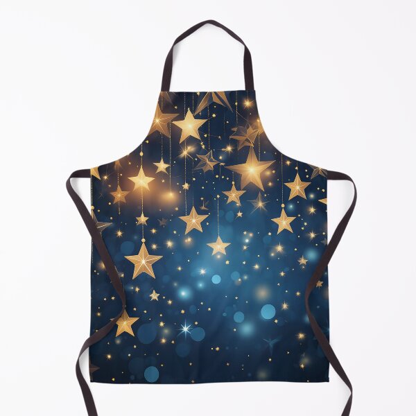 Item preview, Golden stars dangle on strings against a dark blue background, creating a festive atmosphere designed and sold by homydesign.