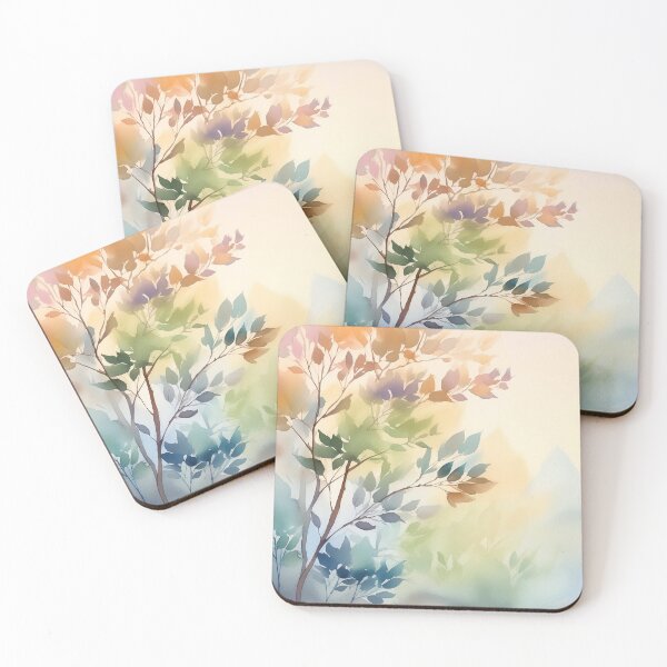 Item preview, Watercolor painting of a tree with colorful leaves, overlooking a tranquil landscape designed and sold by homydesign.