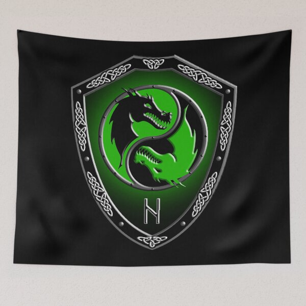 Item preview, VIKING SHIELD 12 Dragons with (HAGALAZ - Hail – Wrath of Nature, Uncontrolled Forces) designed and sold by Garden Of Nightmares.