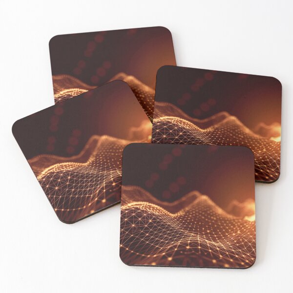 Item preview, A vibrant digital landscape of interconnected nodes and waves in warm hues designed and sold by homydesign.