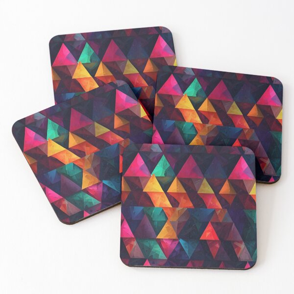 Item preview, A vibrant triangle pattern in neon hues, abstract geometric style. designed and sold by johndesignwaves.