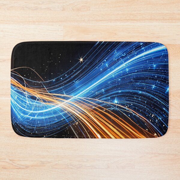 Item preview, Wavy streaks of orange and blue light against a black background designed and sold by homydesign.