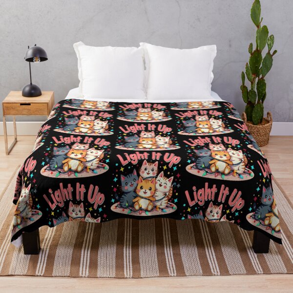 Item preview, "Light It Up" with Festive Cats Illustration Design designed and sold by Digi-Hub.