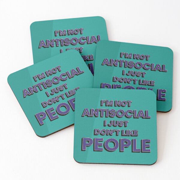 Aperçu de l'œuvre Je ne suis pas antisocial, typographie amusante, pop art créée et vendue par kakarikihill.