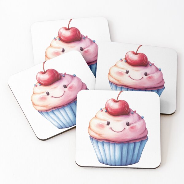 Item preview, Cute Smiling Cupcake with Cherry Topper designed and sold by ImagineCorner.