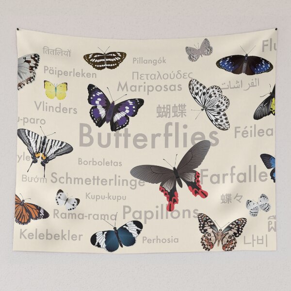 Item preview, Butterflies in Multiple Languages Illustration designed and sold by FlyingDreamsArt.