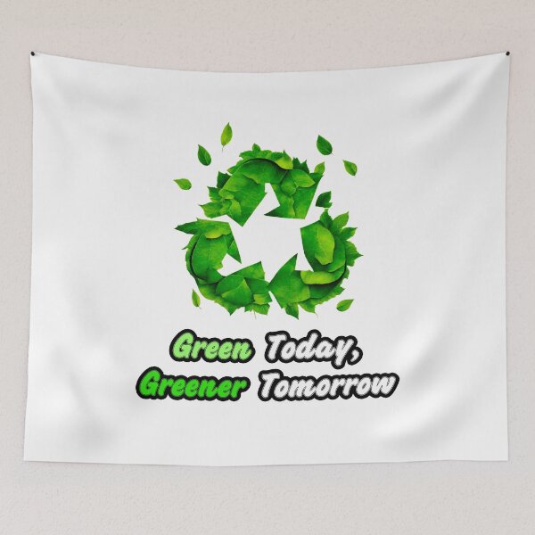 Item preview, Green Today, Greener Tomorrow - Botanical Recycling Symbol quote 1 designed and sold by Tom-Johnson.