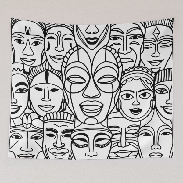 Item preview, Diverse Tribal Faces – Celebrating Unity and Cultural Heritage designed and sold by WildStroke.