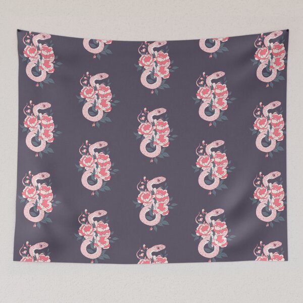 Item preview, Pink Snake with Peony Flowers  designed and sold by Jess.a.creates.