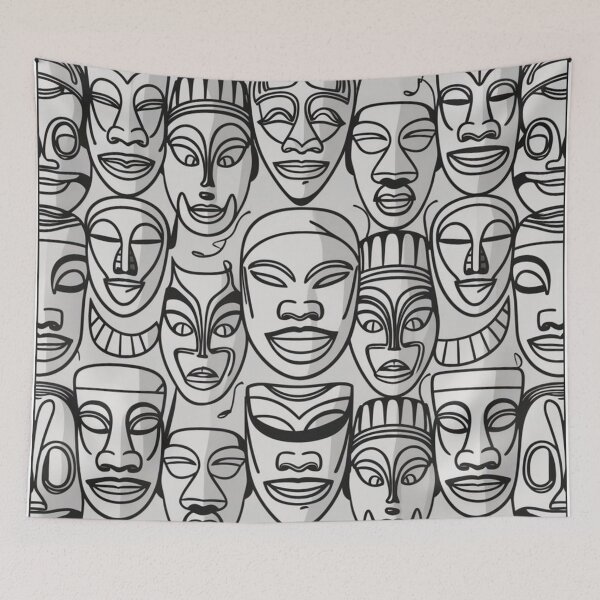 Item preview, Tribal Faces Collage – A Tapestry of Cultural Narratives designed and sold by WildStroke.