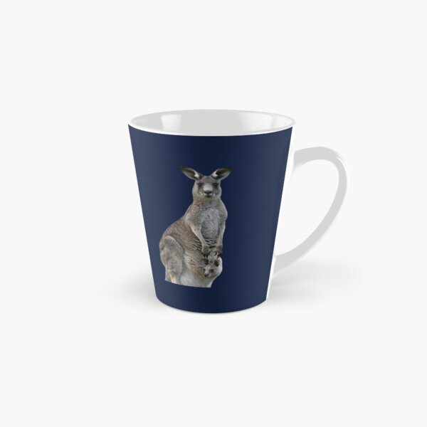 Kangaroo with joey looking out of pouch 4 Tall Mug