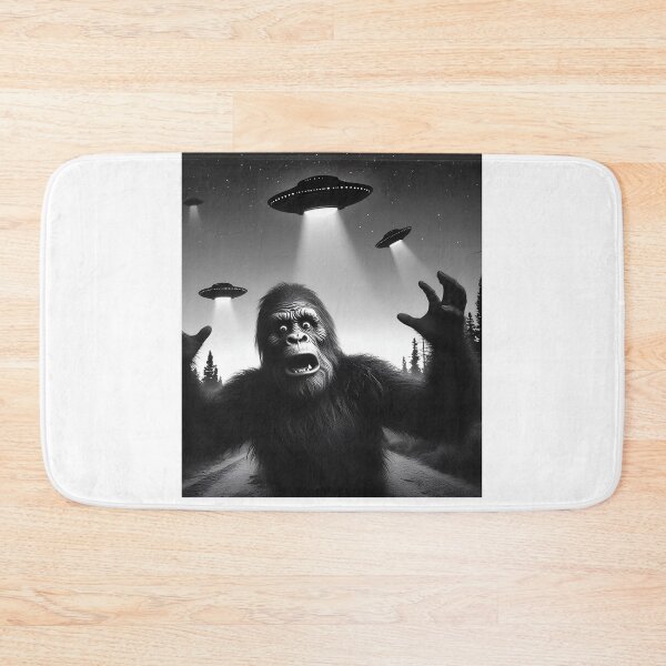 Item preview, Funny Alien Bigfoot UFO Sasquatch Selfie with UFOs designed and sold by Kimberley King Art  King Art.