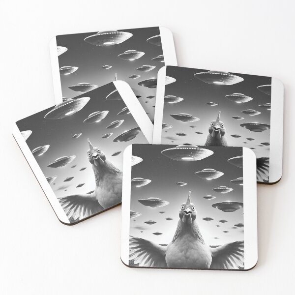 Item preview, Funny Alien Chicken UFO Dairy Chicken Selfie with UFOs designed and sold by Kimberley King Art  King Art.