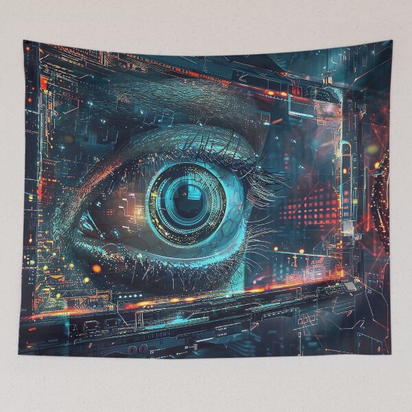 Item preview, Surreal Digital Eye Observing as a Futuristic Assistant in Vibrant Daliesque Styles designed and sold by CheerForGoods.