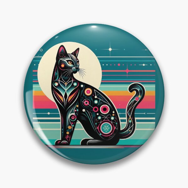 Item preview, Atomic Black Cat with a Curled Tail MCM Kitty, Mid Century Kitten, Moon, outspace, Strips, Catitude designed and sold by TheTimeTaxi.