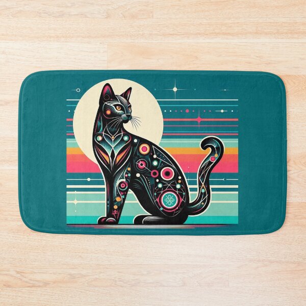 Item preview, Atomic Black Cat with a Curled Tail MCM Kitty, Mid Century Kitten, Moon, outspace, Strips, Catitude designed and sold by TheTimeTaxi.