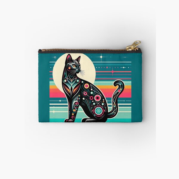 Item preview, Atomic Black Cat with a Curled Tail MCM Kitty, Mid Century Kitten, Moon, outspace, Strips, Catitude designed and sold by TheTimeTaxi.
