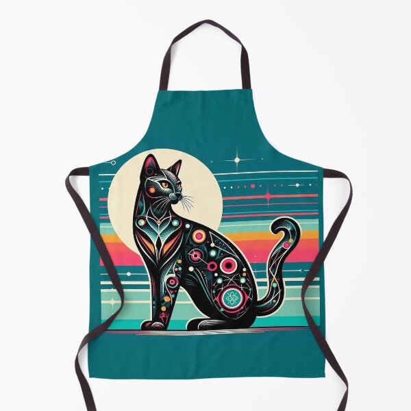 Item preview, Atomic Black Cat with a Curled Tail MCM Kitty, Mid Century Kitten, Moon, outspace, Strips, Catitude designed and sold by TheTimeTaxi.