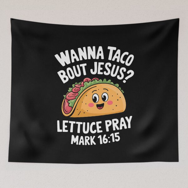 Item preview, Wanna Taco Bout Jesus? Funny Christian Food Pun Design designed and sold by Karsten Stier.