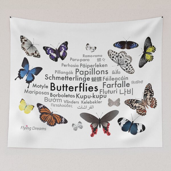 Item preview, Butterflies in Multiple Languages Illustration-2 designed and sold by FlyingDreamsArt.