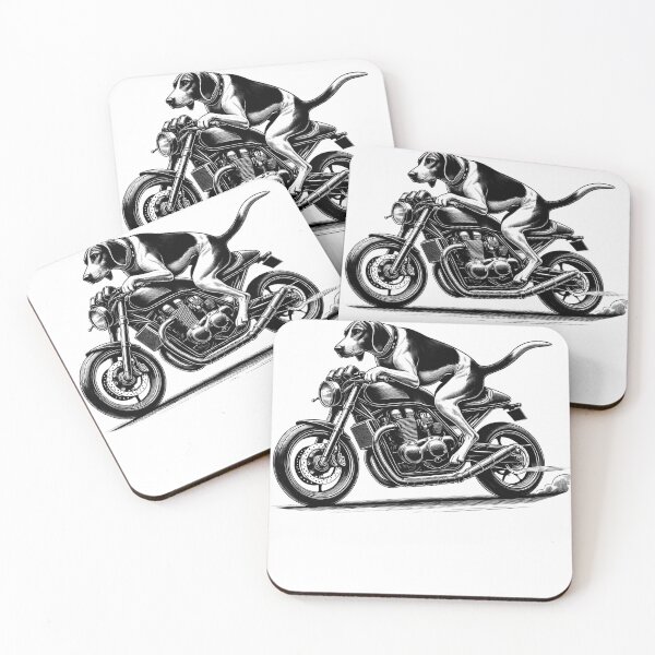 Item preview, Cool American Foxhound Riding a Motorcycle Biker Dog Lover designed and sold by Kimberley King Art  King Art.