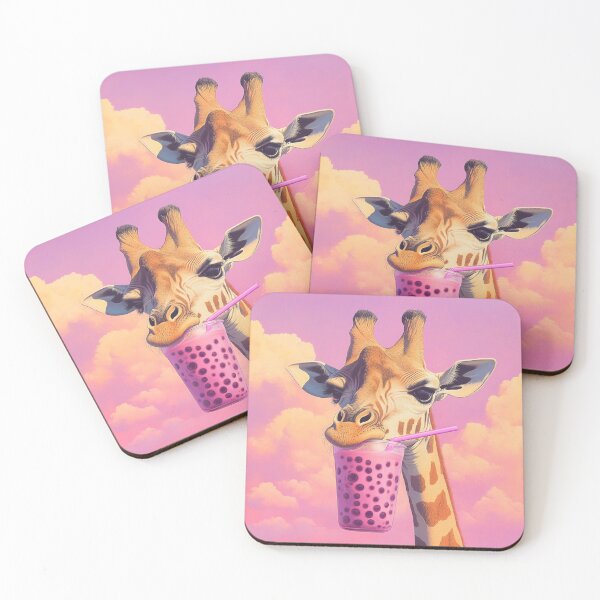 Item preview, Giraffe with bubble tea designed and sold by NicolasGlowArt.