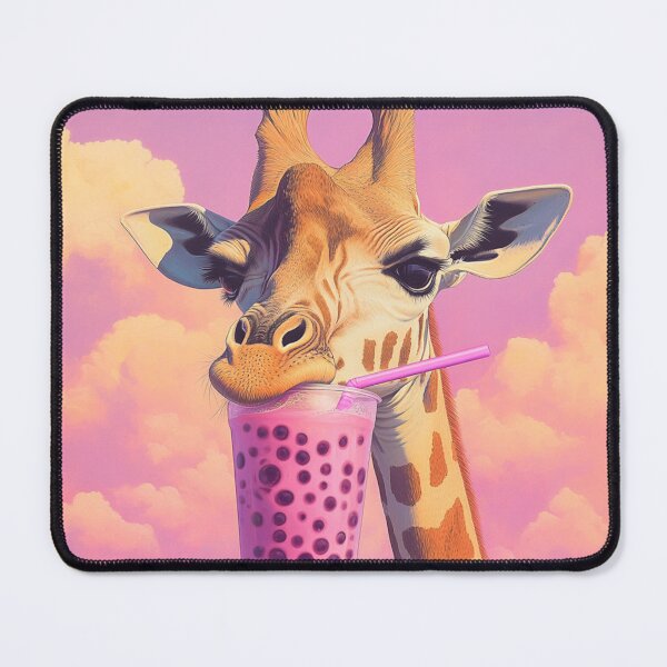Item preview, Giraffe with bubble tea designed and sold by NicolasGlowArt.