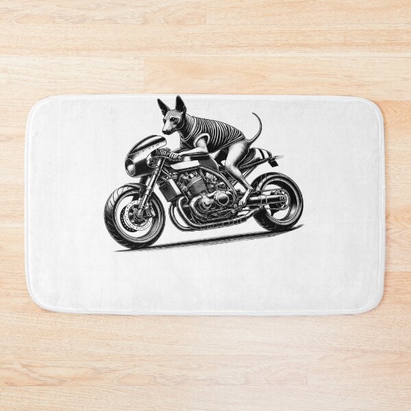 Item preview, Cool American Hairless Terrier Riding a Motorcycle Biker Dog Lover designed and sold by Kimberley King Art  King Art.