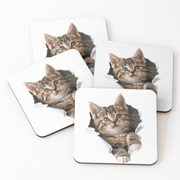 Item preview, Adorable Tabby Cat Peeking Through Torn Paper Design designed and sold by EmiBarDesign.