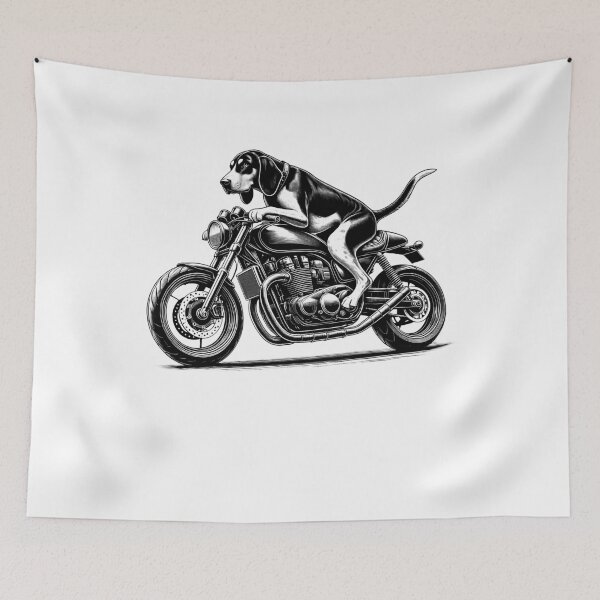 Item preview, Cool Black and Tan Coonhound Riding a Motorcycle Biker Dog Lover designed and sold by Kimberley King Art  King Art.