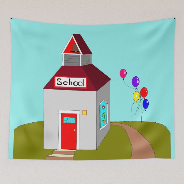 Item preview, A School House with a Bell Tower and Balloons designed and sold by judy snyder.