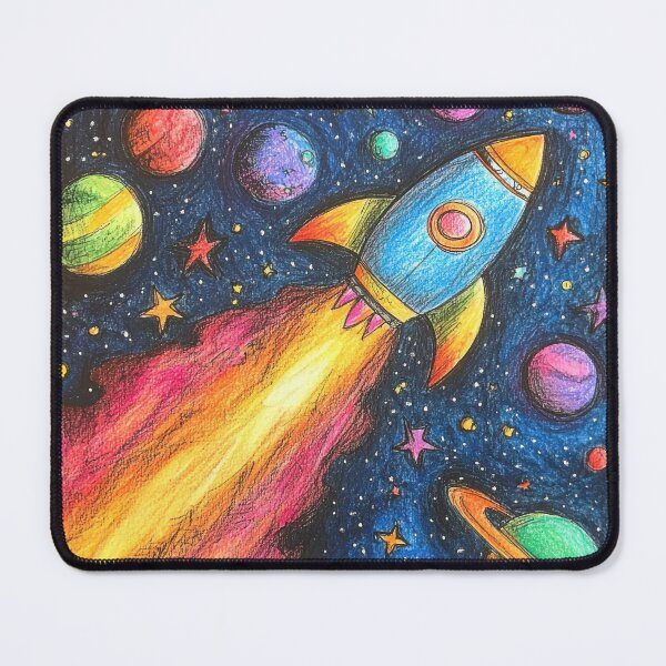 Item preview, Vibrant rocket in colorful outer space illustration designed and sold by ImagineCorner.