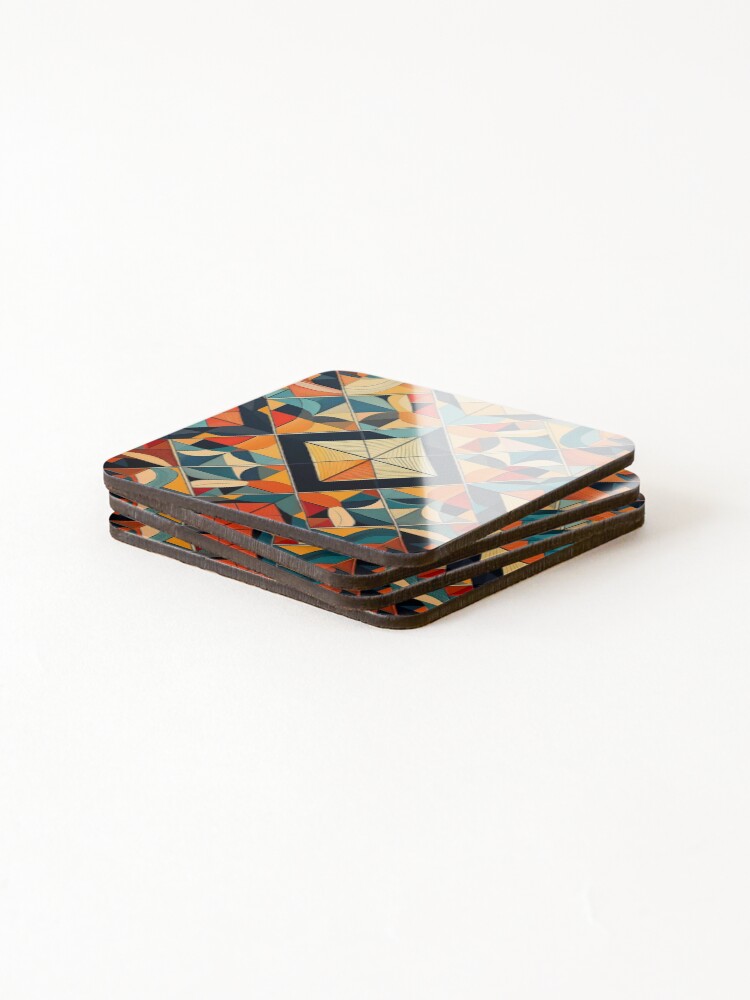 Thumbnail 4 of 5, Coasters (Set of 4), Abstract Geometric Pattern – Modern Colourful Design designed and sold by RaiyaTees.