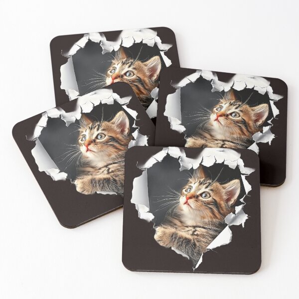 Item preview, Adorable Tabby Cat Peeking Through Torn Paper Design designed and sold by EmiBarDesign.