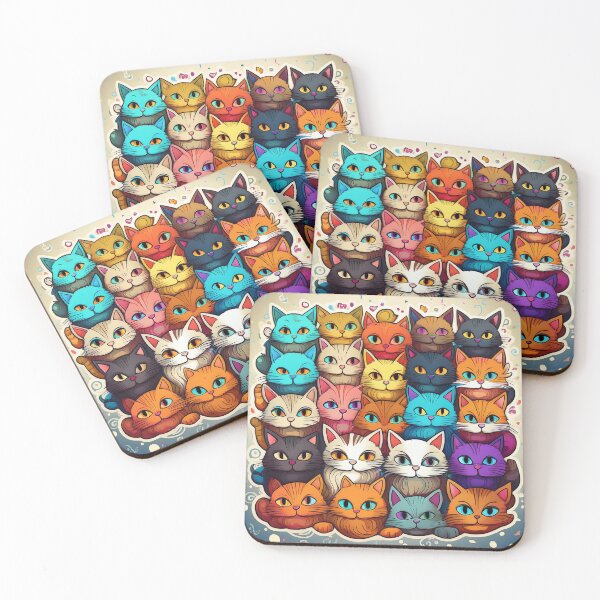 Item preview,  A cartoon variety of many colorful cats  designed and sold by Photopat.