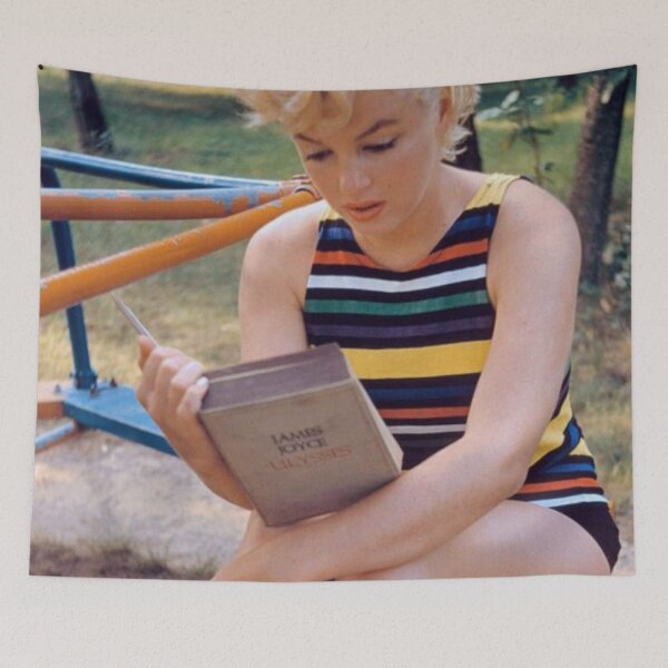 Item preview, Marilyn Monroe reading Ulysses by Joyce at the playground photoshoot designed and sold by Oqueartecura.