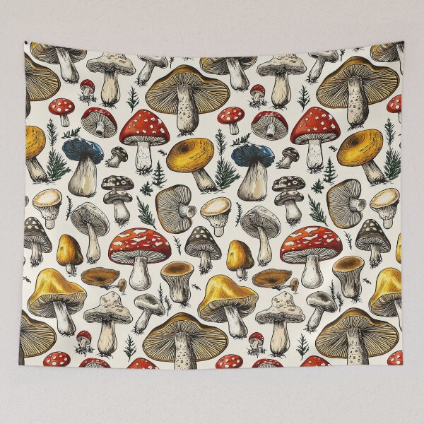 Item preview, Woodland-themed mushroom illustrations with natural hues designed and sold by Piotrek0001.