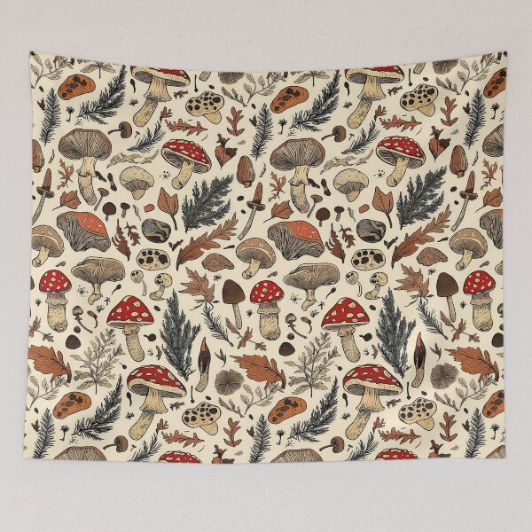 Item preview, Forest-inspired mushroom artwork for botanical lovers designed and sold by Piotrek0001.
