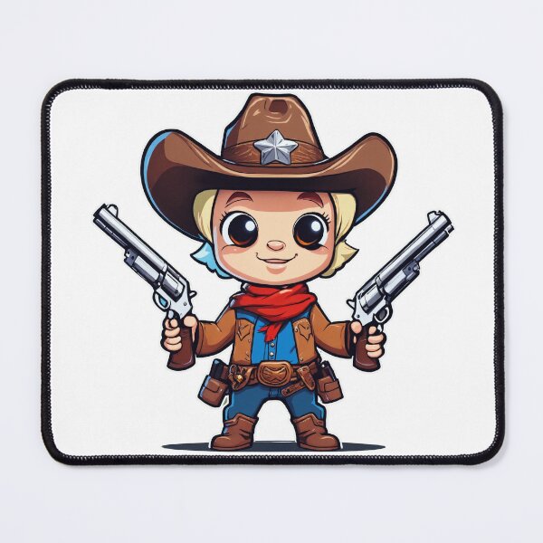Item preview, Cute little cartoon cow boy wearing hat with two pistols designed and sold by StickPlaza.